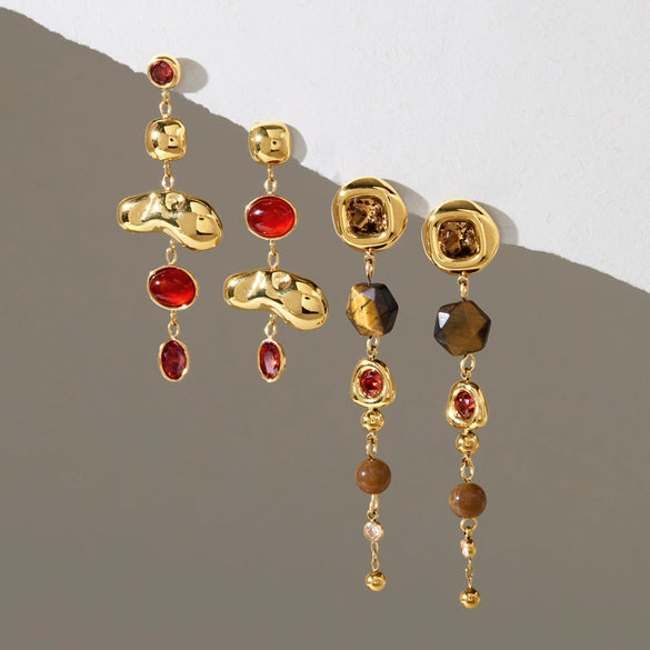 Women's Geometric Stainless Steel Tassel Earrings With Titanium Steel Posts And Vacuum Gold Plating