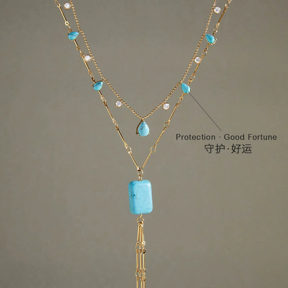 Women's Geometric Stainless Steel Ychain Necklace With Pvd Vacuum Gold Plated Pendant And Lobster Clasp