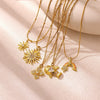 Women's Geometric Starburst Sun Pendant Necklace With Gold Plated Copper Zircon Accents And Ball Chain Wholesale Jewelry