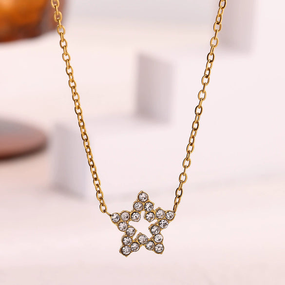 Women's Geometric Starburst Sun Pendant Necklace With Gold Plated Copper Zircon Accents And Ball Chain Wholesale Jewelry