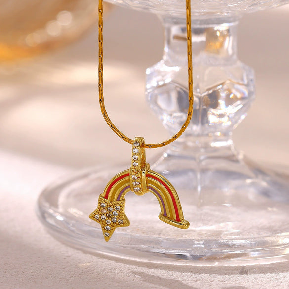 Women's Geometric Starburst Sun Pendant Necklace With Gold Plated Copper Zircon Accents And Ball Chain Wholesale Jewelry
