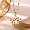 Women's Geometric Starburst Sun Pendant Necklace With Gold Plated Copper Zircon Accents And Ball Chain Wholesale Jewelry