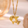 Women's Geometric Starburst Sun Pendant Necklace With Gold Plated Copper Zircon Accents And Ball Chain Wholesale Jewelry