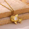 Women's Geometric Starburst Sun Pendant Necklace With Gold Plated Copper Zircon Accents And Ball Chain Wholesale Jewelry