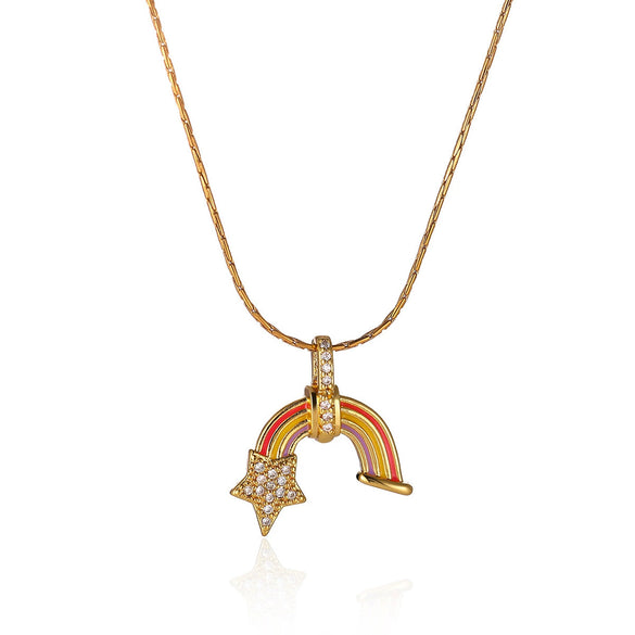 Women's Geometric Starburst Sun Pendant Necklace With Gold Plated Copper Zircon Accents And Ball Chain Wholesale Jewelry