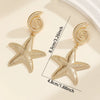 Women's Geometric Starfish And Conch Metal Earrings With Stainless Steel Ear Needles Electroplated Minimalist Statement Jewelry