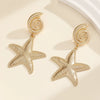 Women's Geometric Starfish And Conch Metal Earrings With Stainless Steel Ear Needles Electroplated Minimalist Statement Jewelry