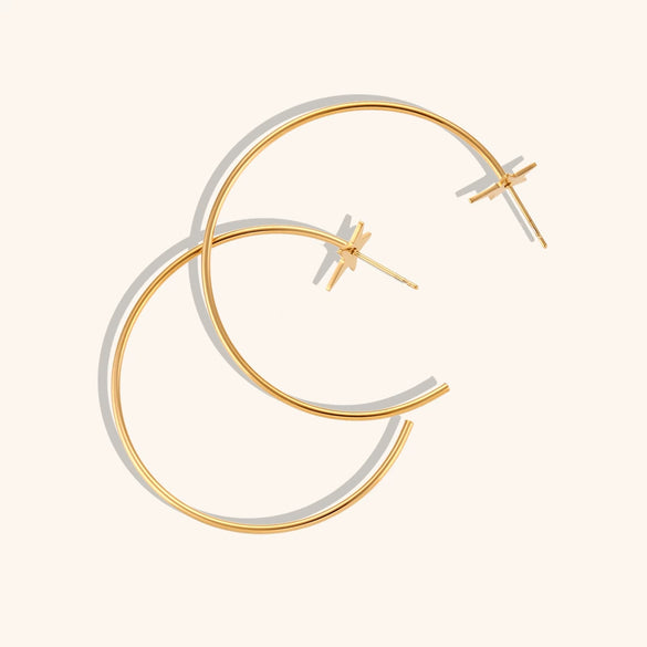Women's Geometric Starshaped Statement Hoop Earrings In Electroplated Stainless Steel