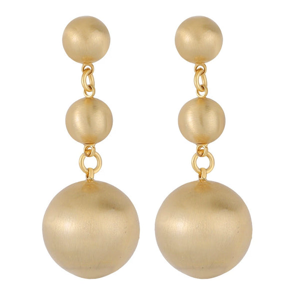 Women's Geometric Statement Earrings With Bold Oversized Metal Spheres And Copper Posts Featuring A Luxurious Sophisticated Style