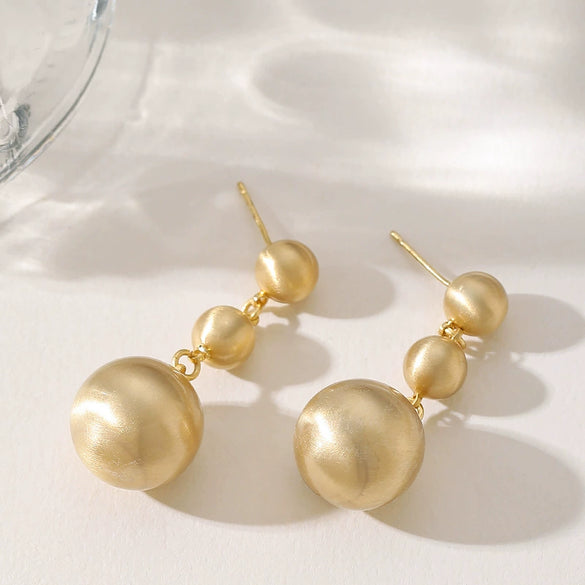 Women's Geometric Statement Earrings With Bold Oversized Metal Spheres And Copper Posts Featuring A Luxurious Sophisticated Style