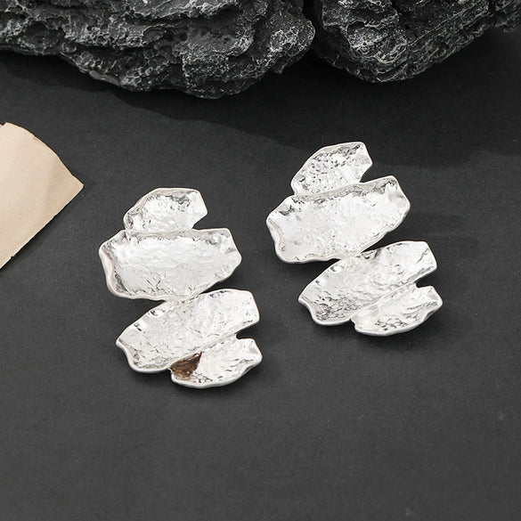 Women's Geometric Statement Stud Earrings With Exaggerated Creative Design Electroplated Alloy And Stainless Steel Posts