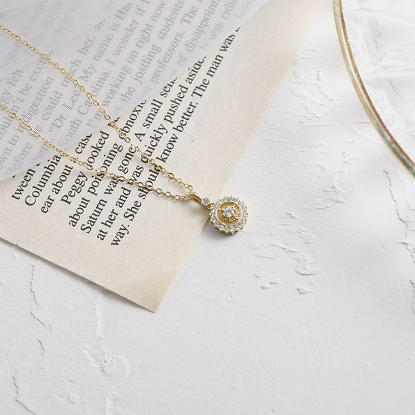 Women's Geometric Sterling Silver Cross Chain Necklace With Electroplated Finish And Zircon Pendant Light Luxury Jewelry