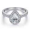 Women's Geometric Sterling Silver Dropshaped Zircon Vshaped Ring With Electroplated Light Luxury Finish Wholesale