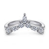 Women's Geometric Sterling Silver Dropshaped Zircon Vshaped Ring With Electroplated Light Luxury Finish Wholesale