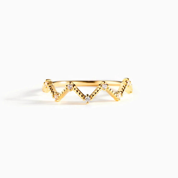Women's Geometric Sterling Silver 925 Electroplated Diamond Ring