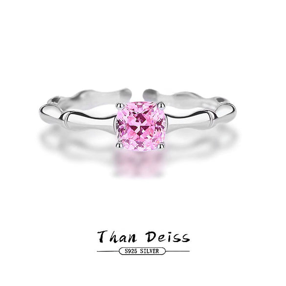 Women's Geometric 925 Sterling Silver Electroplated Single Diamond Ring