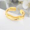 Women's Geometric Sterling Silver Goldplated Open Ring With Polished Mobius Design And Adjustable Fit