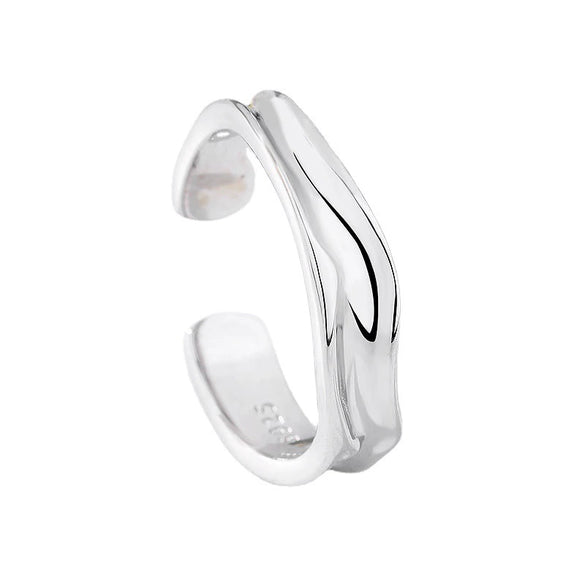 Women's Geometric Sterling Silver Goldplated Open Ring With Polished Mobius Design And Adjustable Fit