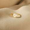 Women's Geometric Sterling Silver Pearl Eye Ring With Electroplating