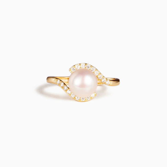 Women's Geometric Sterling Silver Pearl Eye Ring With Electroplating
