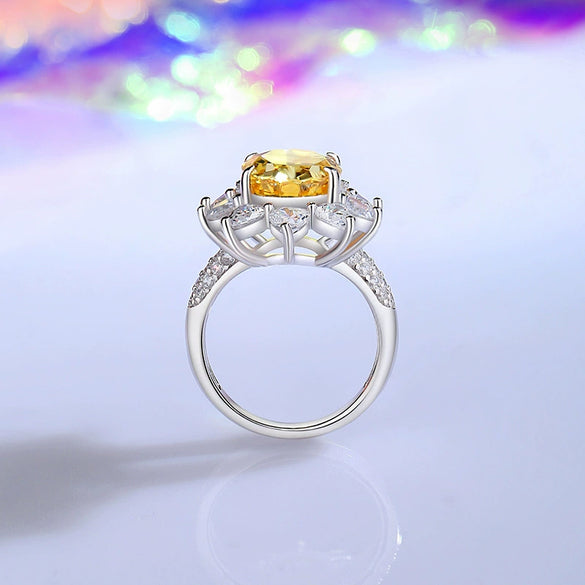 Women's Geometric 925 Sterling Silver Ring Set With Diamonds