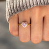 Women's Geometric Sterling Silver 925 Ring With Pink And Blue Diamonds And Enamel Epoxy Electroplated