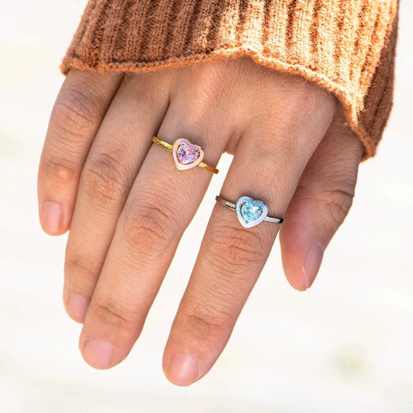 Women's Geometric Sterling Silver 925 Ring With Pink And Blue Diamonds And Enamel Epoxy Electroplated