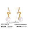 Women's Geometric Stud Earrings With Rhinestone And Pearl Accents Stainless Steel With Titanium Steel Posts Pvd Vacuum Gold Plated