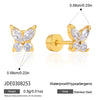 Women's Geometric Stud Earrings With Zircon Stones Stainless Steel And Titanium Steel Posts Pvd Vacuum Gold Plated Design