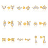 Women's Geometric Stud Earrings With Zircon Stones Stainless Steel And Titanium Steel Posts Pvd Vacuum Gold Plated Design