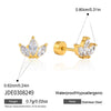 Women's Geometric Stud Earrings With Zircon Stones Stainless Steel And Titanium Steel Posts Pvd Vacuum Gold Plated Design