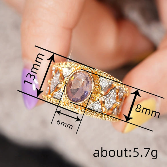 Women's Geometric Style Copper Ring With Zirconia Jewelry
