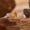 Women's Geometric Style Crystal And S925 Sterling Silver Treasure Ring With Topaz And Yellow Amethyst