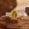 Women's Geometric Style Crystal And S925 Sterling Silver Treasure Ring With Topaz And Yellow Amethyst