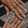 Women's Geometric Style Stainless Steel Ring With Gold And Silver Color Matching Ribbed Twist Cut Out Open Design Electroplated