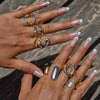 Women's Geometric Style Stainless Steel Ring With Gold And Silver Color Matching Ribbed Twist Cut Out Open Design Electroplated