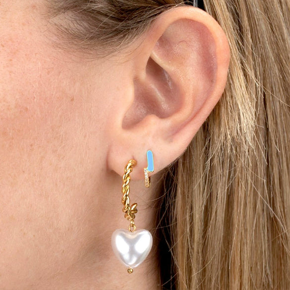Women's Geometric Stylish Versatile Silver Needle Copper Earrings With Dripping Oil Design