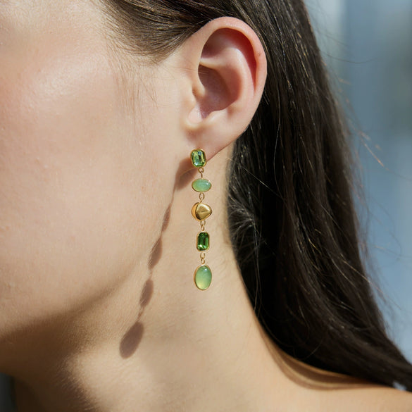 Women's Geometric Tassel Earrings In Titanium Steel And Stainless Steel With Sparkling Zircon And Colorfast Vacuum Gold Plating