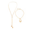 Women's Geometric Teardrop Pendant Necklace Set With Hollow Yshaped Flat Snake Chain Minimalist Plated Alloy Jewelry