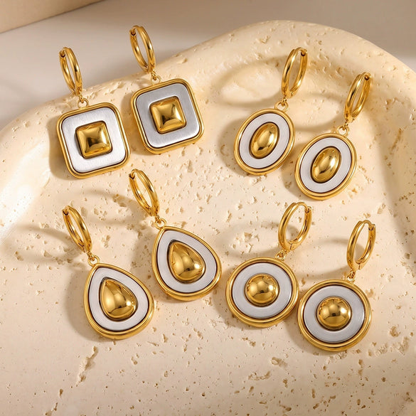 Women's Geometric Teardrop Stainless Steel Earrings With 18K Gold Plating Minimalist Elegant Fashion Jewelry