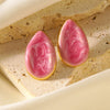Women's Geometric Teardrop Stainless Steel Oil Drip Earrings With Electroplated Finish Simple Fashion Earrings