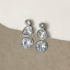 Women's Geometric Teardrop Zircon Drop Earrings In Electroplated Stainless Steel With Round Spliced Design