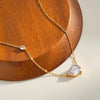 Women's Geometric Teardrop Zircon Pendant Stainless Steel Necklace With 18K Gold Plating