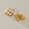 Women's Geometric Teardrop Zirconia Earrings In Titanium Steel With Pvd Vacuum Gold Plating