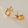 Women's Geometric Teardrop Zirconia Stud Earrings With Titanium Steel Posts And Pvd Vacuum Gold Plating Elegant Wholesale Jewelry
