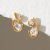 Women's Geometric Teardrop Zirconia Stud Earrings With Titanium Steel Posts And Pvd Vacuum Gold Plating Elegant Wholesale Jewelry