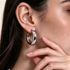 Women's Geometric Thick Cshaped Hoop Earrings With Smooth Iron Finish Environmentally Friendly Electroplating And Stainless Steel Posts