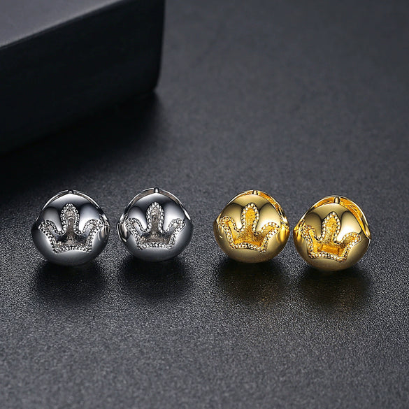Women's Geometric Three Dimensional Ball Earrings In Electroplated Copper With Simple Spherical Design