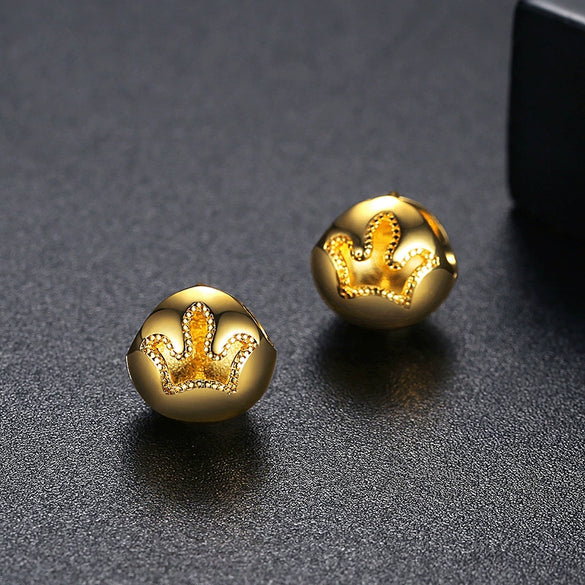 Women's Geometric Three Dimensional Ball Earrings In Electroplated Copper With Simple Spherical Design