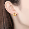 Women's Geometric Three Dimensional Ball Earrings In Electroplated Copper With Simple Spherical Design